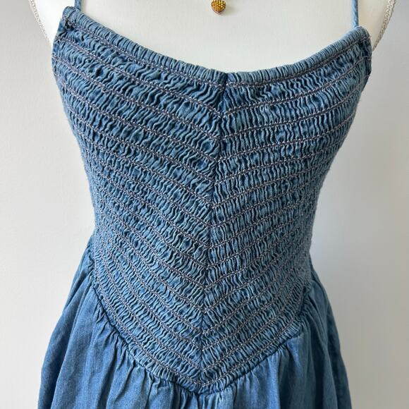 NWT American Eagle Denim Bubble Dress Strappy Mini Dress Country Western Small - Picture 7 of 11